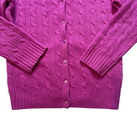 Ralph Lauren Black Label Fuchsia Cable Knit Button Down Cashmere Cardigan - Picture 9 of 16